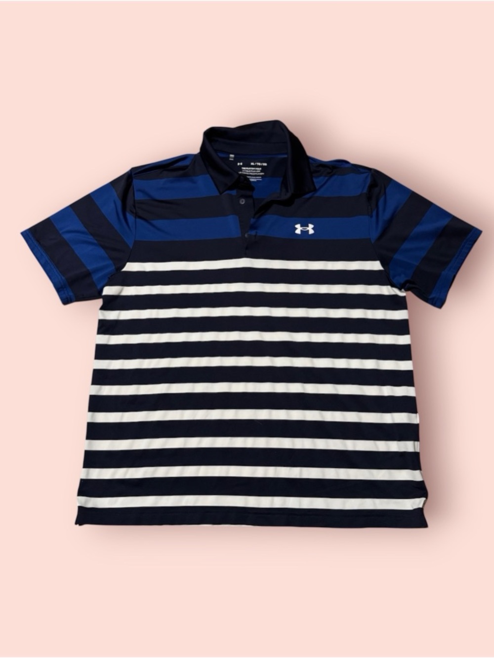 Under Armour Men’s Blue & White Horizontal Stripe Polo